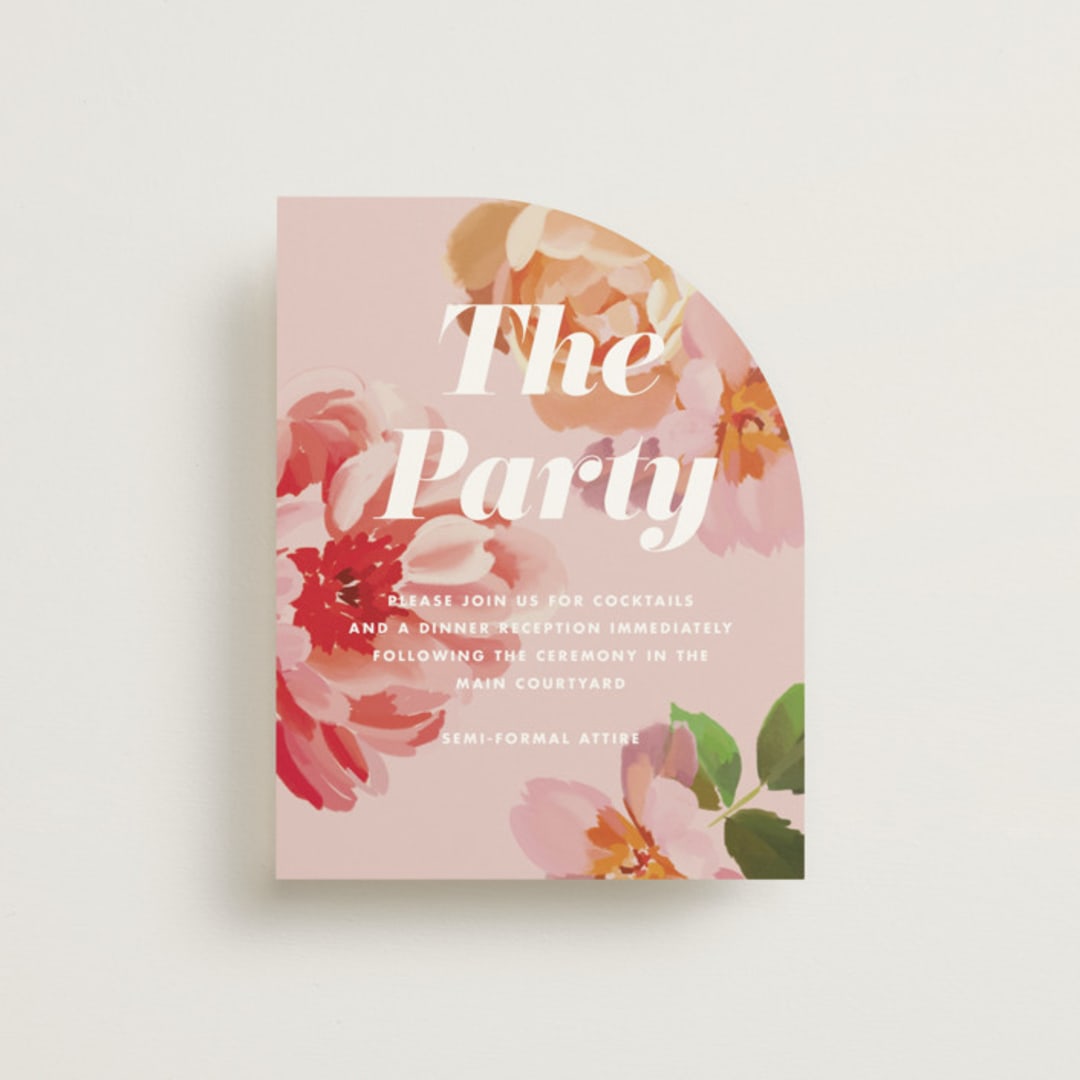 "July Garden" - Reception Cards in Petal by Olivia Kanaley Inman - Front