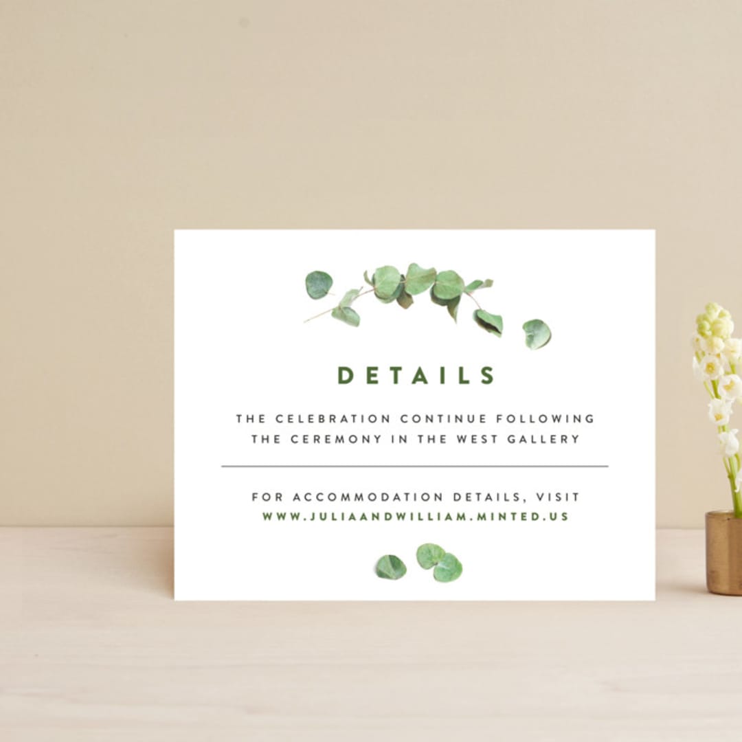 "Leaf Arc" - Reception Cards in Sage by Ariel Rutland - Front