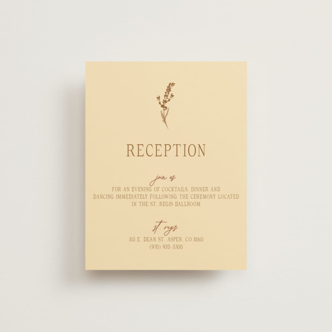 "Classic and Floral" - Reception Cards in Bark by Jen Ramsey - Front
