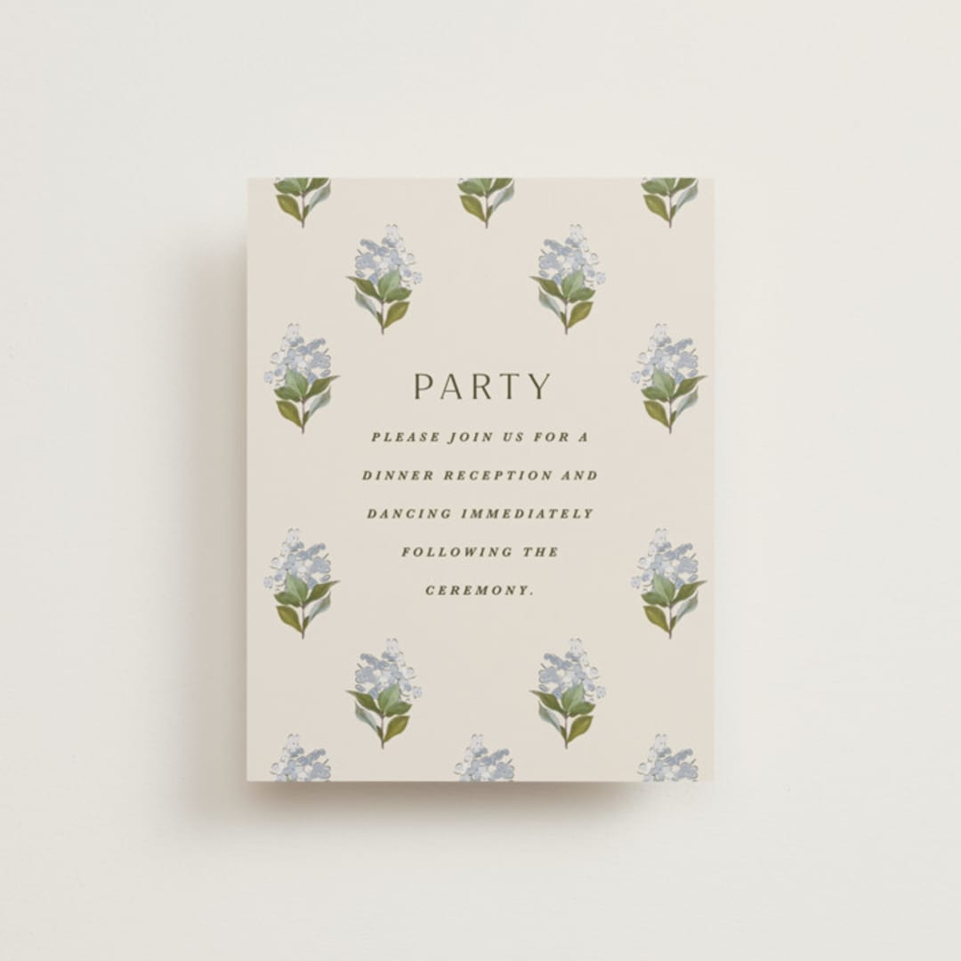 "Blockprint" - Reception Cards in Almond by Olivia Kanaley Inman - Front