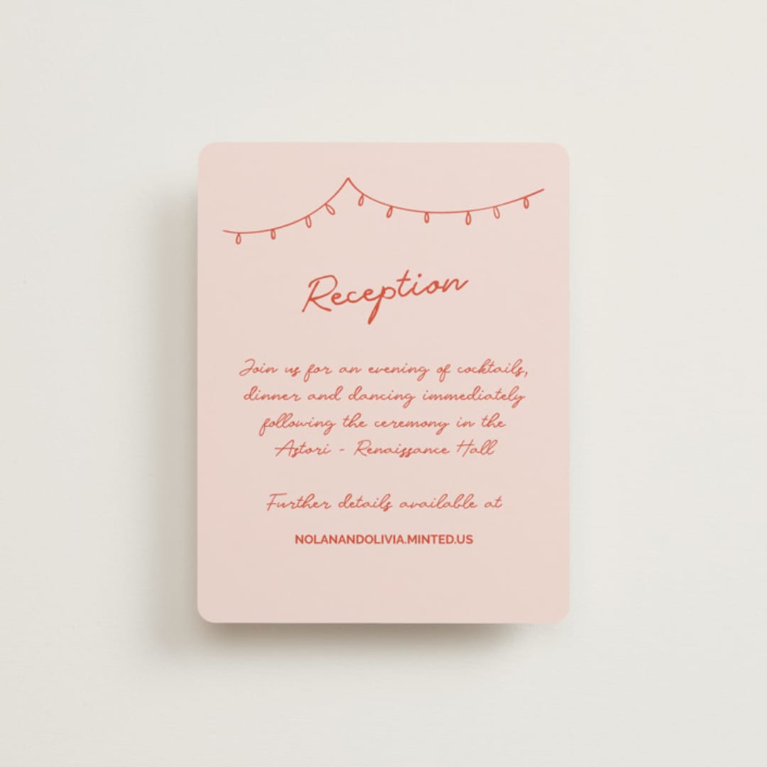 "Party On!" - Reception Cards in Sangria Spark by Zove Ahhh - Front