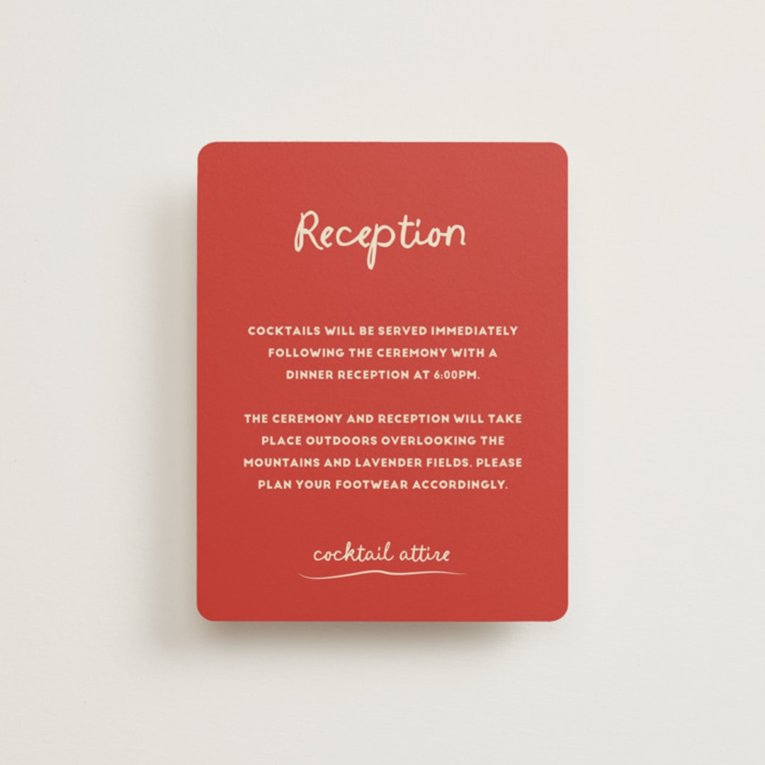 "Big Heart Wedding" - Reception Cards in Cherry by Ani Somi - Front