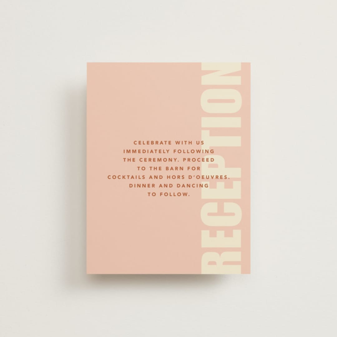 "Typographical Poster" - Reception Cards in Blush by Stacey Day - Front