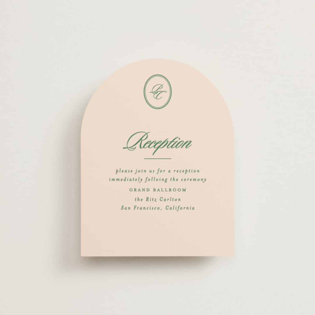"Scripted" - Reception Cards in Emerald by Creo Study - Front