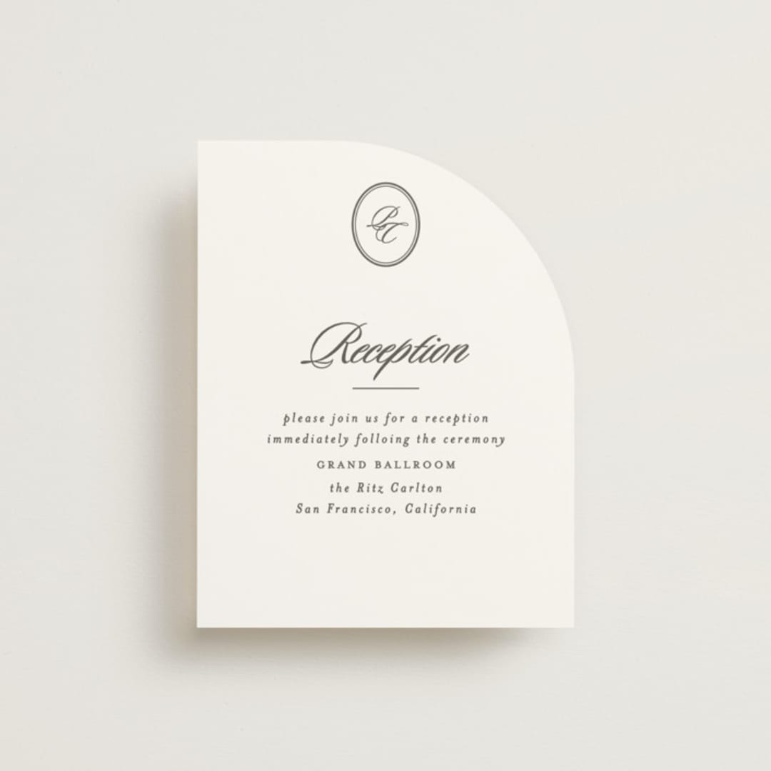 "Scripted" - Reception Cards in Noir by Creo Study - Front