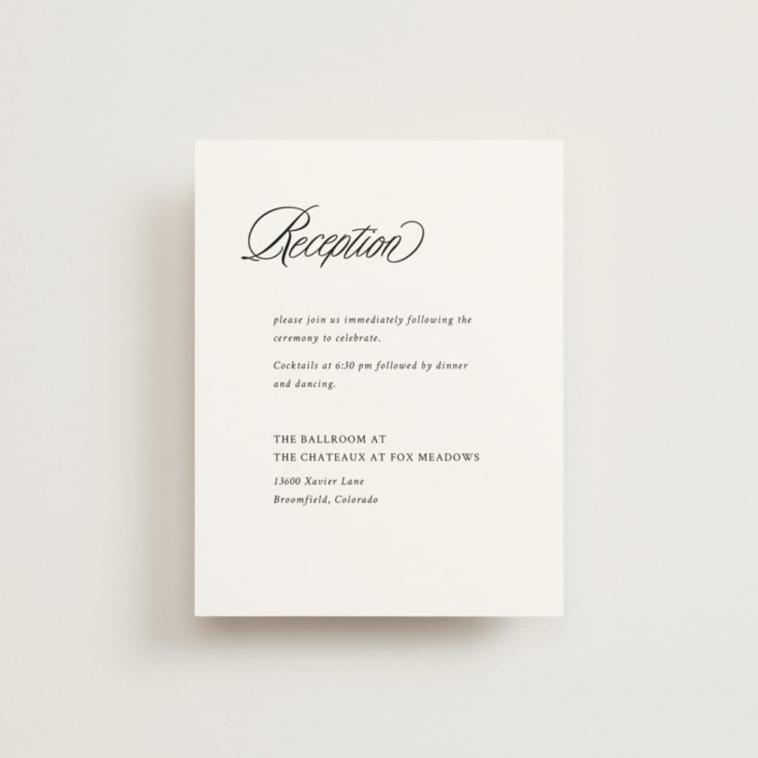 "Sophistique" - Reception Cards in Linen by Cindy Reynolds - Front