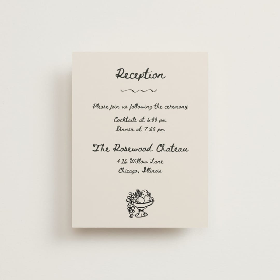 "simple monogram" - Reception Cards in Lace by Cass Loh - Front