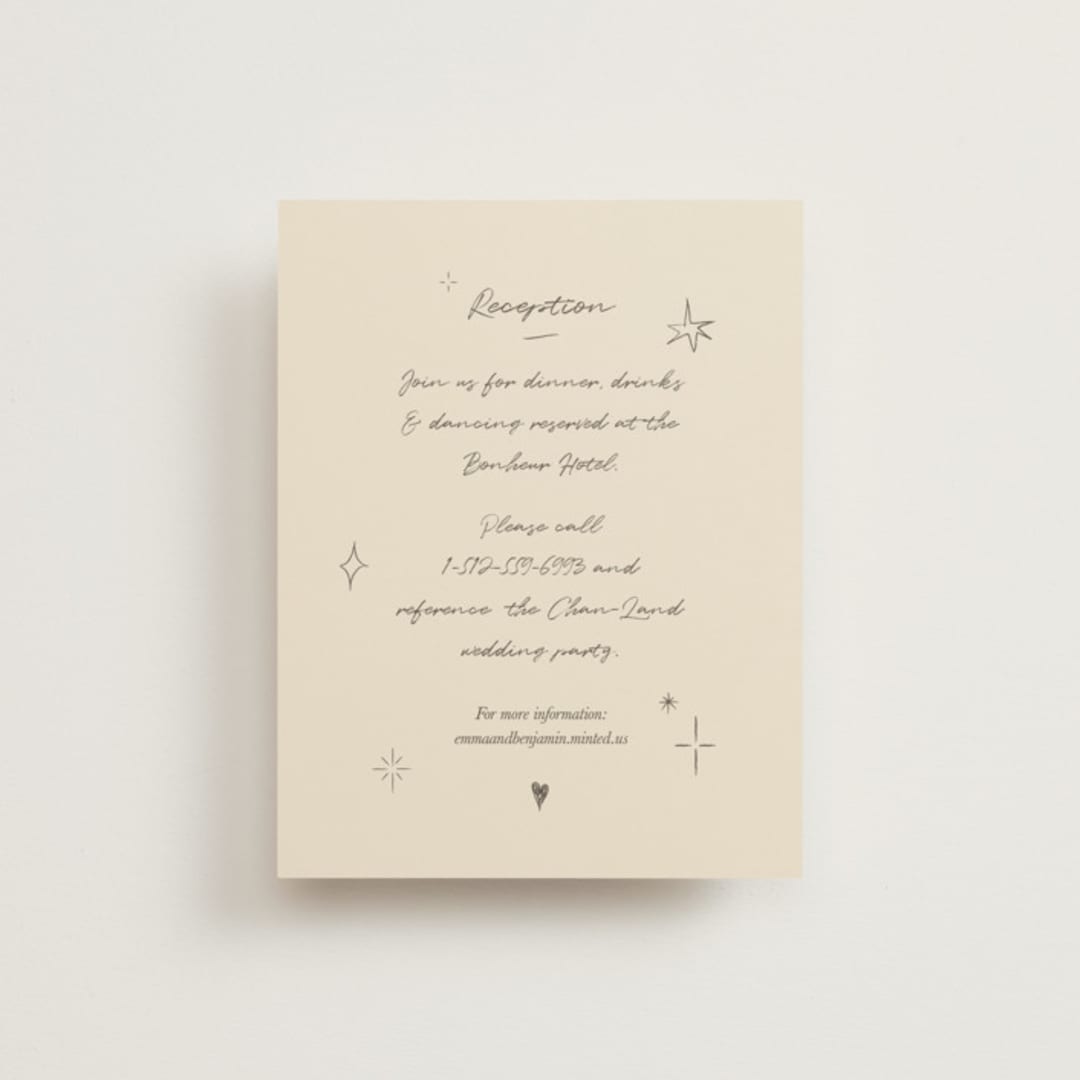 "The Swan" - Reception Cards in Buttercream by Helena Vitto - Front