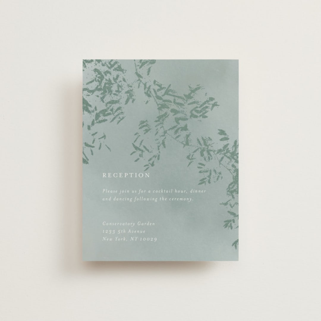 "Cascading Vine" - Reception Cards in Mist by Design Lotus - Front