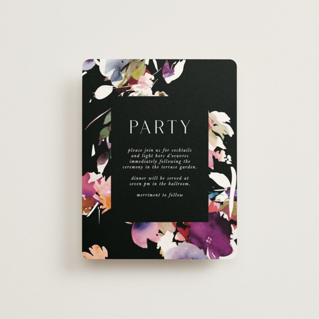 "Beauties" - Reception Cards in Noir by Lori Wemple - Front