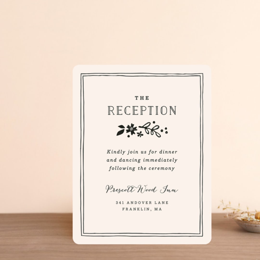 "Alabaster Florals" - Reception Cards in Slate by Jennifer Wick - Front