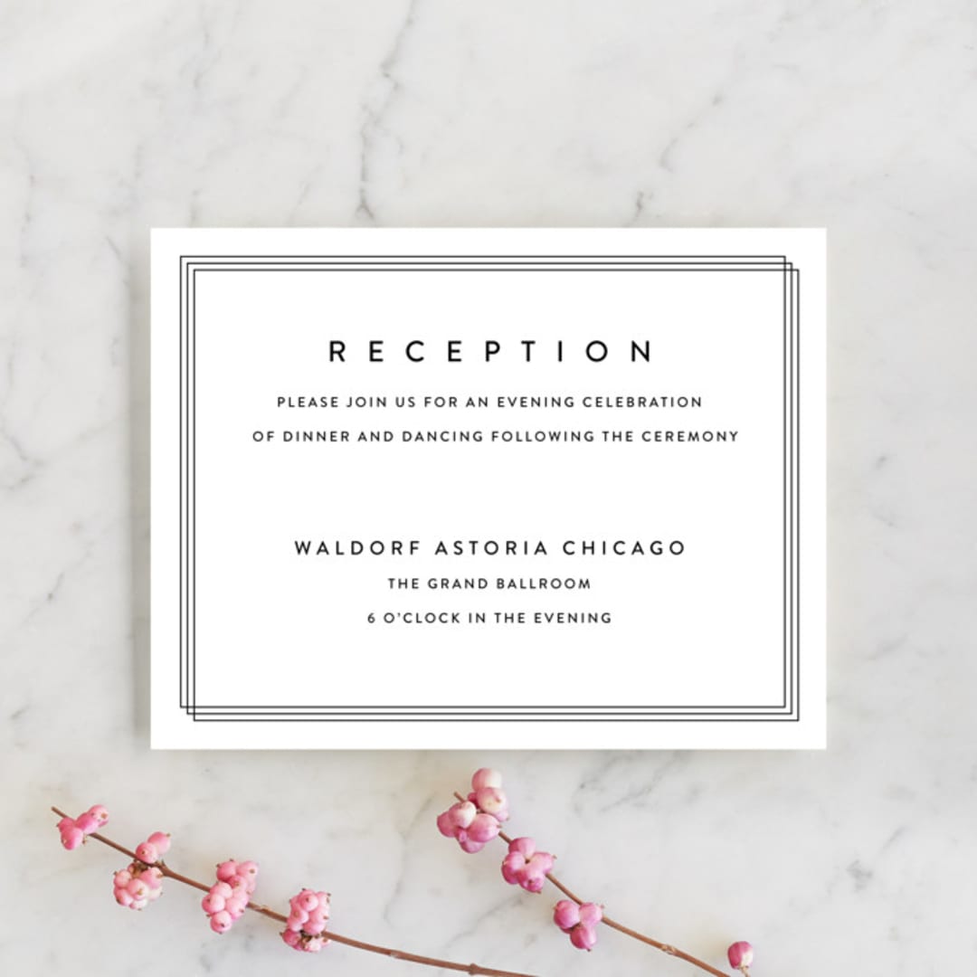"Elegantly Framed" - Reception Cards in Blanc by Stacey Meacham - Front