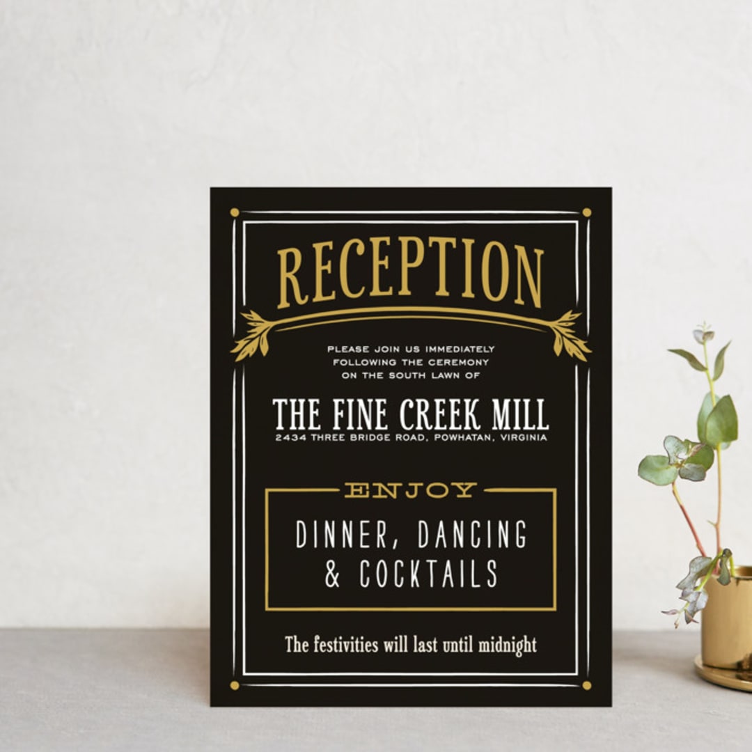 "Inked" - Reception Cards in Honey Bee by GeekInk Design - Front