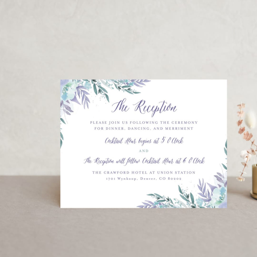 "Big Blooms" - Reception Cards in Dew by Grace Kreinbrink - Front