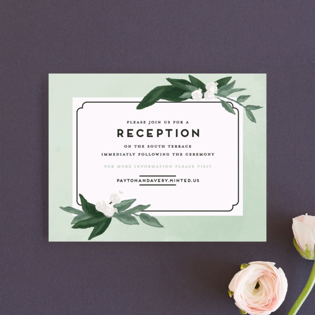 "Botanical Name Plate" - Reception Cards in Sage by Shiny Penny Studio - Front
