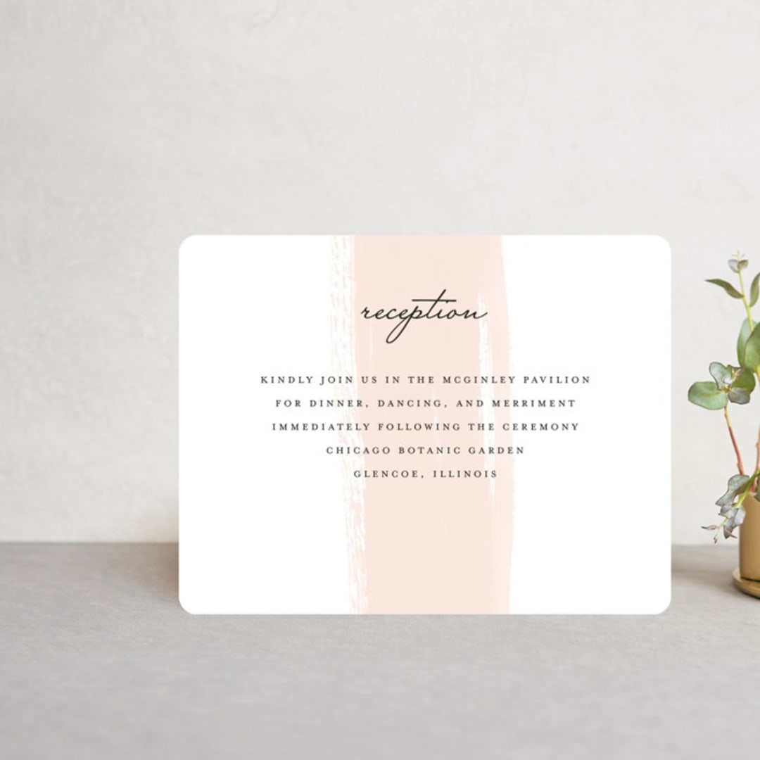 "Single Swath" - Reception Cards in Blush by Angela Marzuki - Front