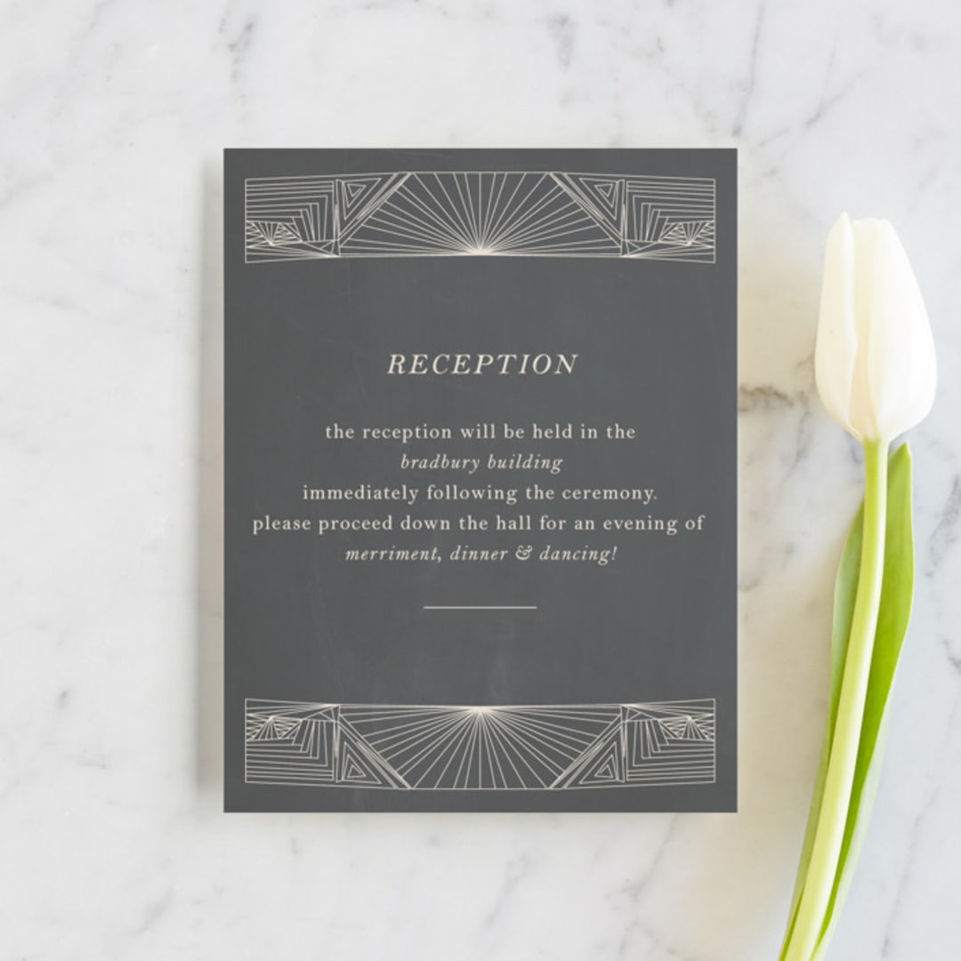 "Art Deco Frame" - Reception Cards in Coal by Caitlin Mac - Front
