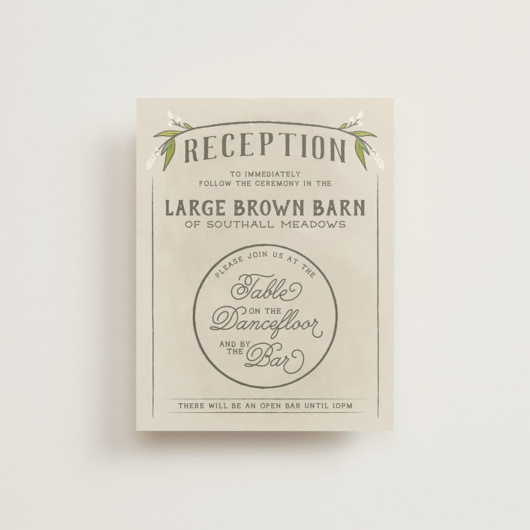 "Rustic Love" - Reception Cards in Parchment by GeekInk Design - Front