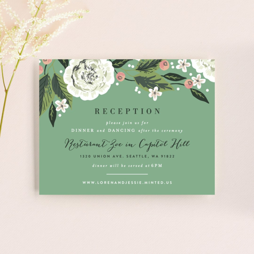 "Climbing Rose" - Reception Cards in Leaf by Alethea and Ruth - Front