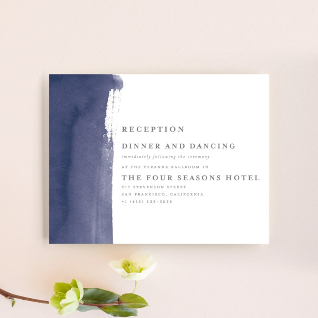 "Love" - Reception Cards in Navy by Shannon Chen of Four Wet Feet Studio - Front