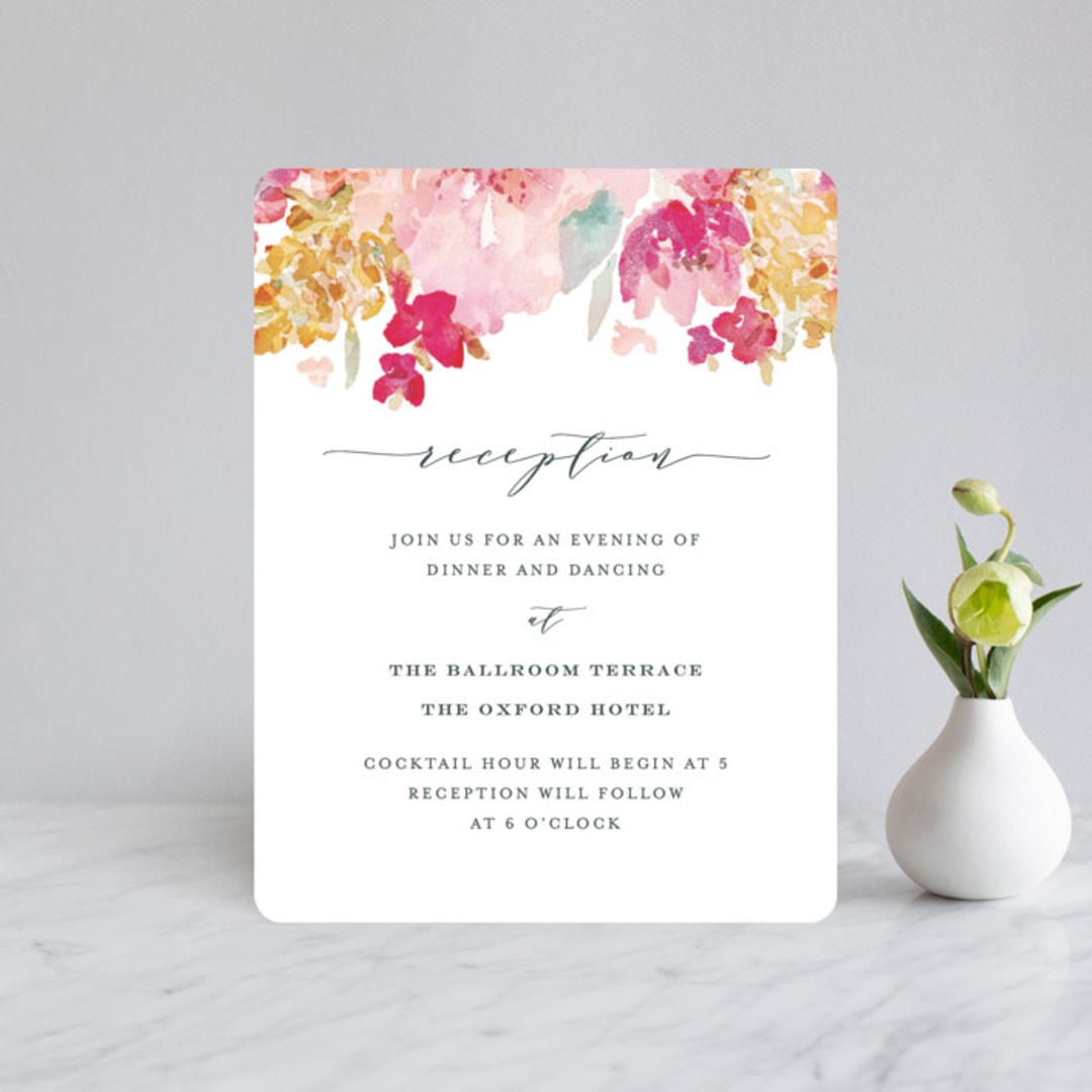"Spring Garden" - Reception Cards in Petal by Grace Kreinbrink - Front
