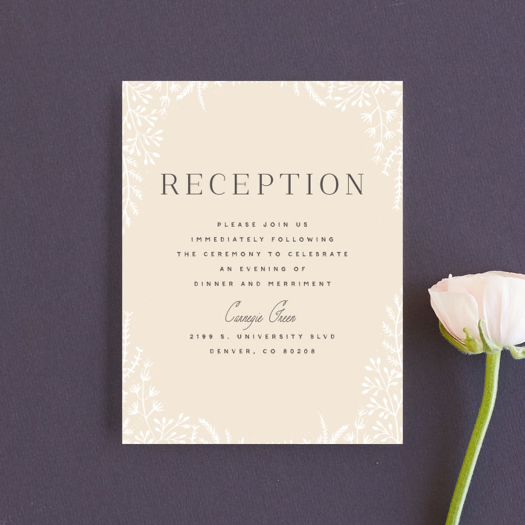 "Wild and Free" - Reception Cards in Ballet Slipper by Design Lotus - Front