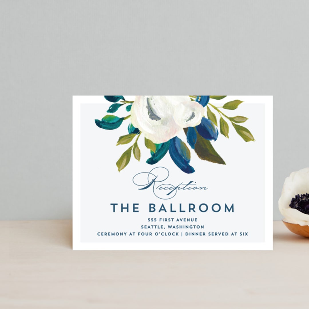 "Our Something Blue" - Reception Cards in Ocean by AK Graphics - Front