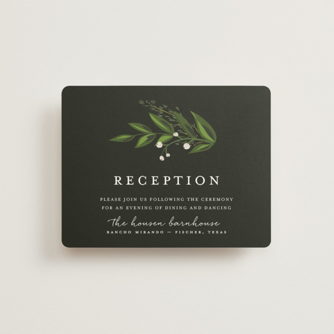 "Vines of Green" - Reception Cards in Fern by Susan Moyal - Front