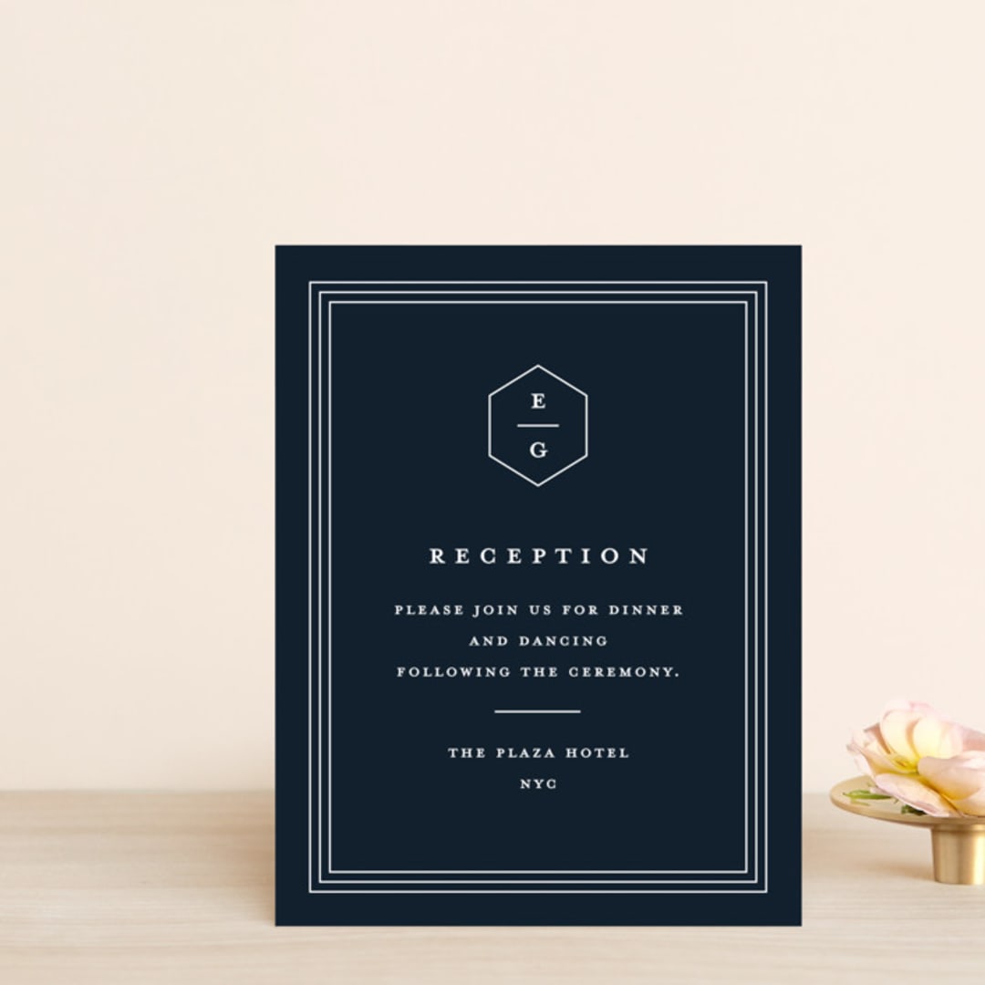 "Next Adventure" - Reception Cards in Navy by Stacey Meacham - Front