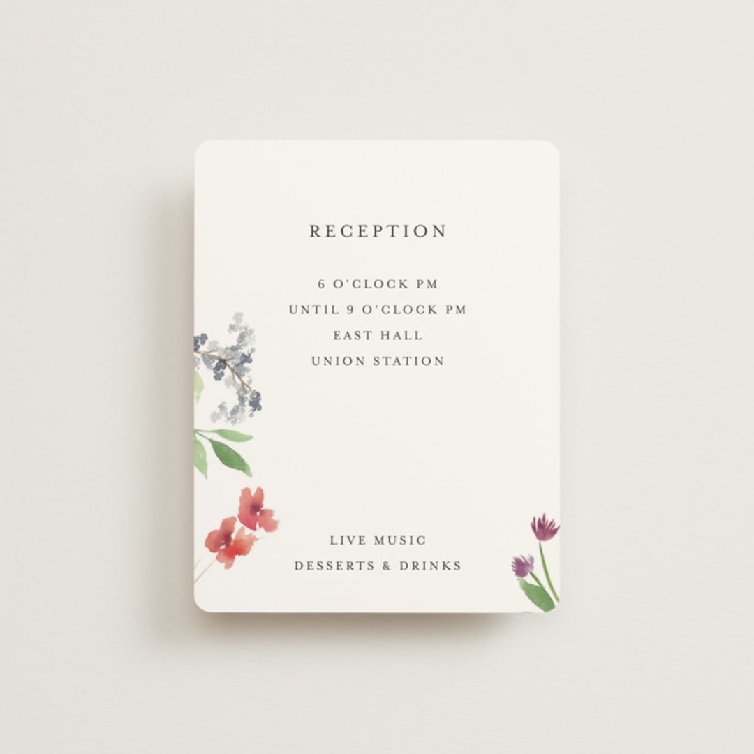 "Spring Wildflowers" - Reception Cards in Floral by Mere Paper - Front