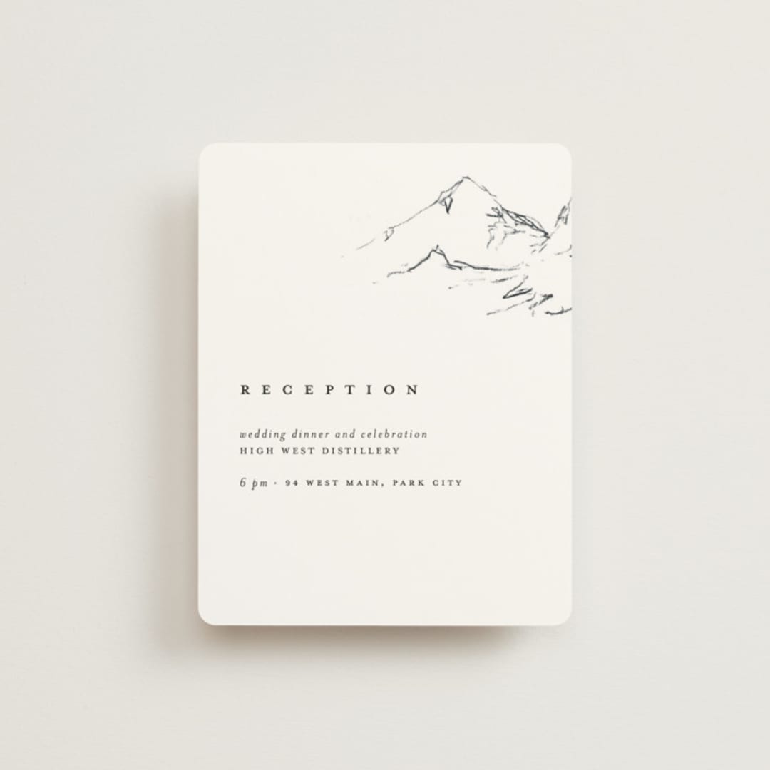"Sketched Mountains" - Reception Cards in Snow by Mere Paper - Front