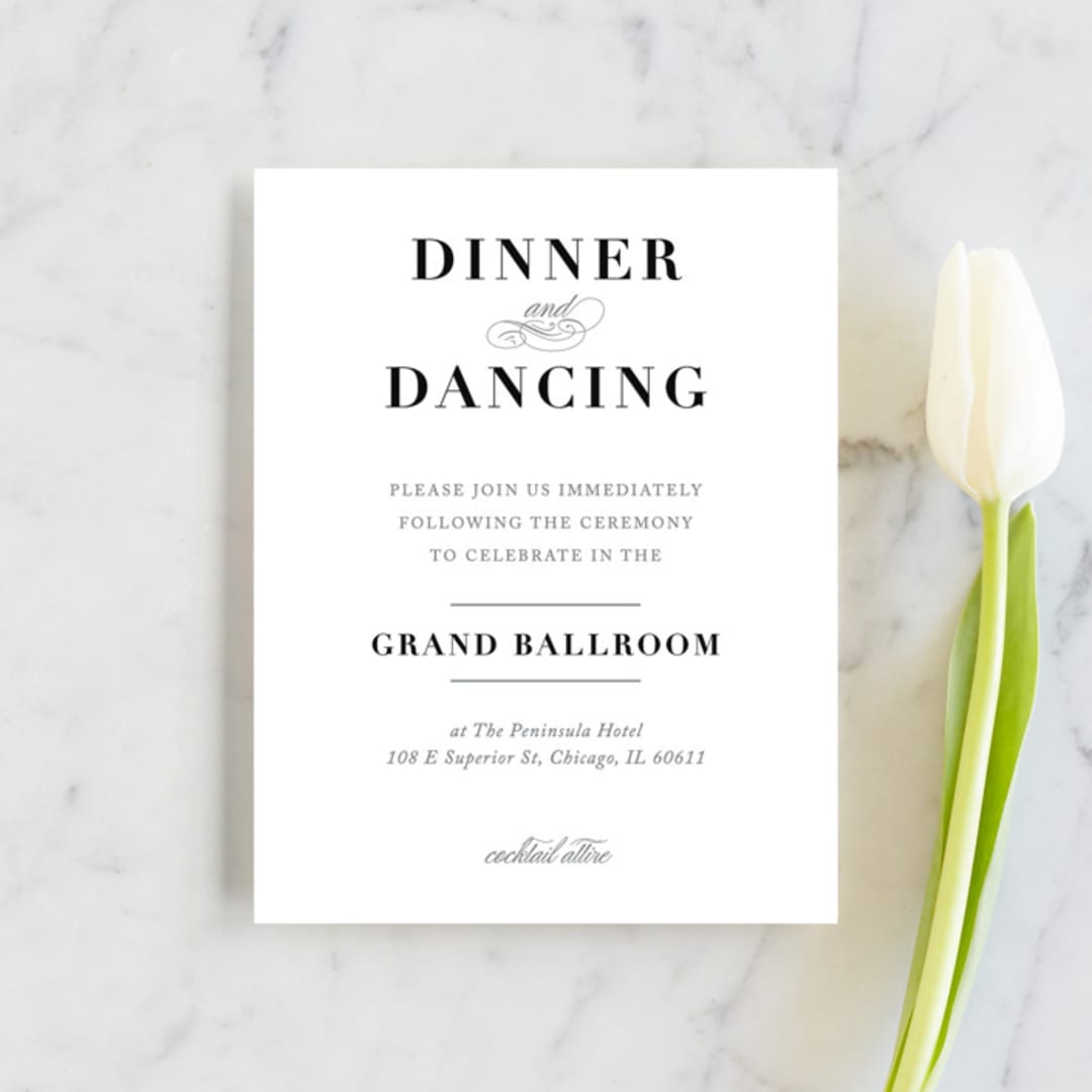 "Semiformal" - Reception Cards in Pebble by Kimberly FitzSimons - Front