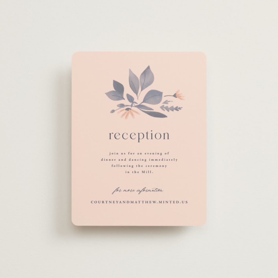 "Cascading Floral" - Reception Cards in Lagoon by Corinne Malesic - Front