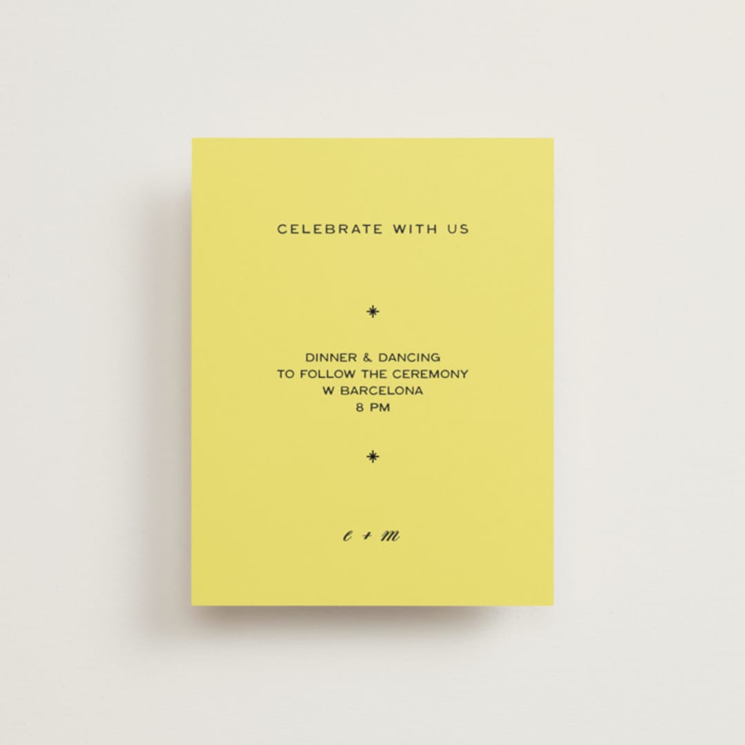 "In Lights" - Reception Cards in Lemon by Ani Somi - Front