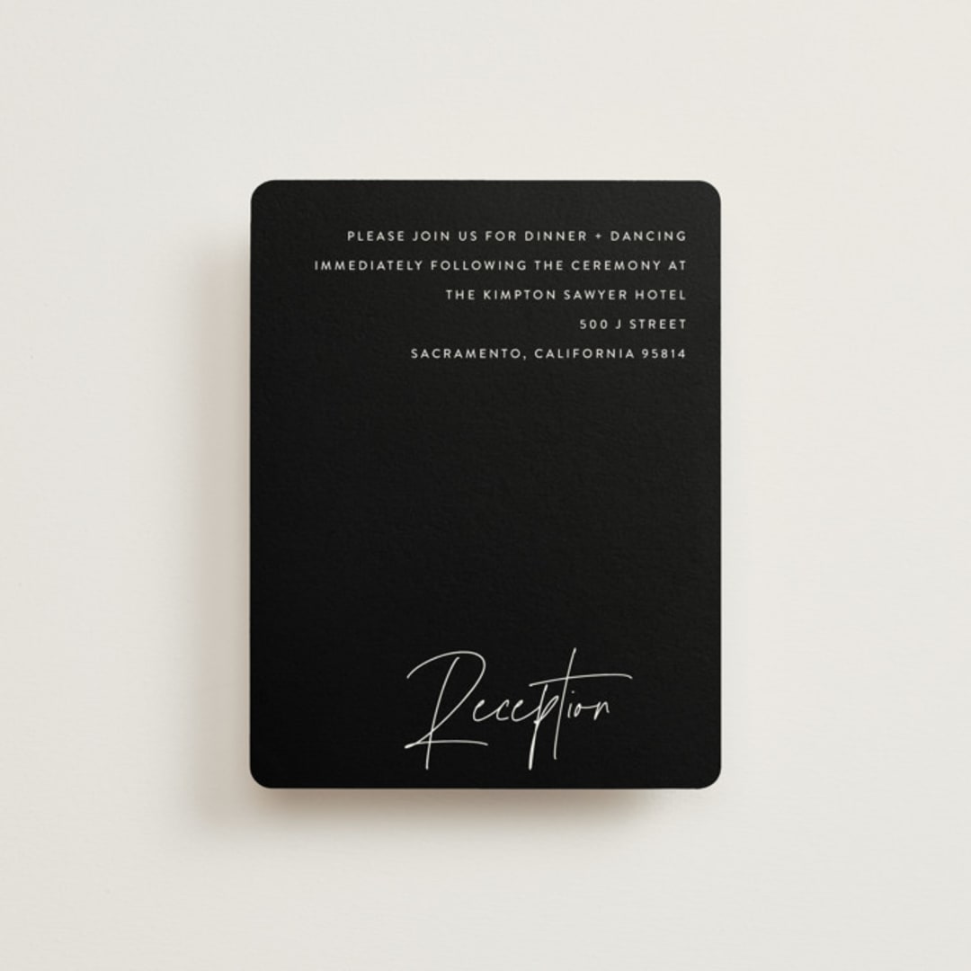 "printed" - Reception Cards in Onyx by JoAnn Jinks - Front