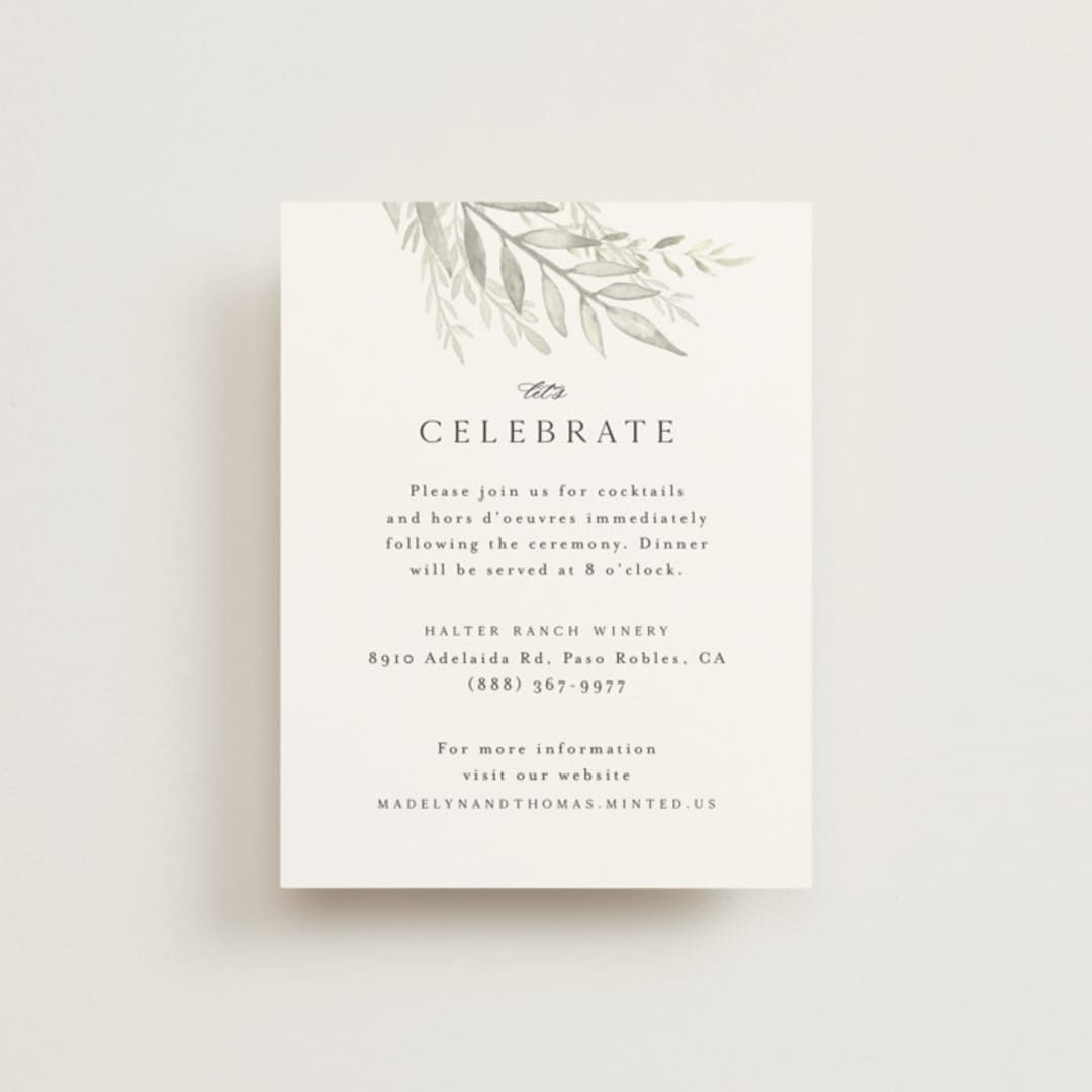 "Sweeping" - Reception Cards in Linen by Carolyn Nicks - Front