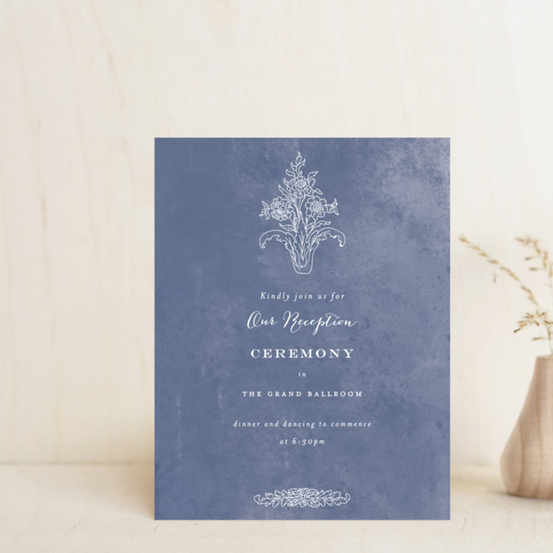 "Ornate" - Reception Cards in Indigo by Nazia Hyder - Front