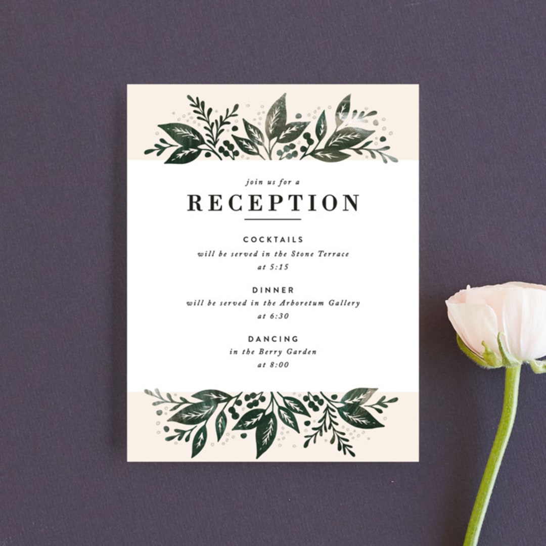 "Greenery Bouquet" - Reception Cards in Rainforest by Alethea and Ruth - Front