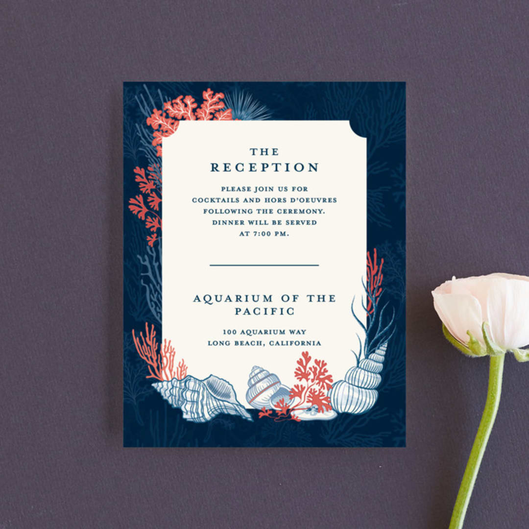 "Deep Blue" - Reception Cards in Deep Blue by Paper Sun Studio - Front