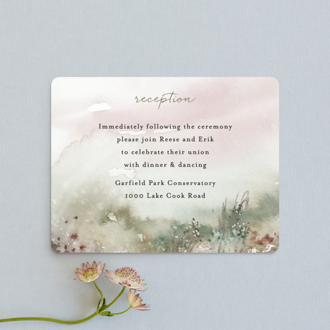 "Sweet Setting" - Reception Cards in Carnation by Lindsay Megahed - Front