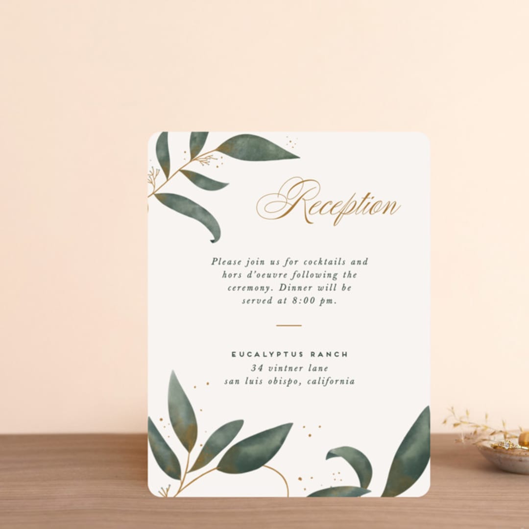 "Love Grows" - Reception Cards in Leaf by Leah Bisch - Front