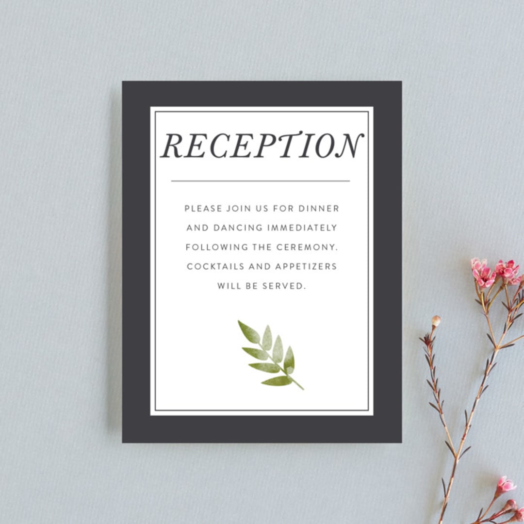 "Watercolor Leaf" - Reception Cards in Porcelain by Hanna M - Front
