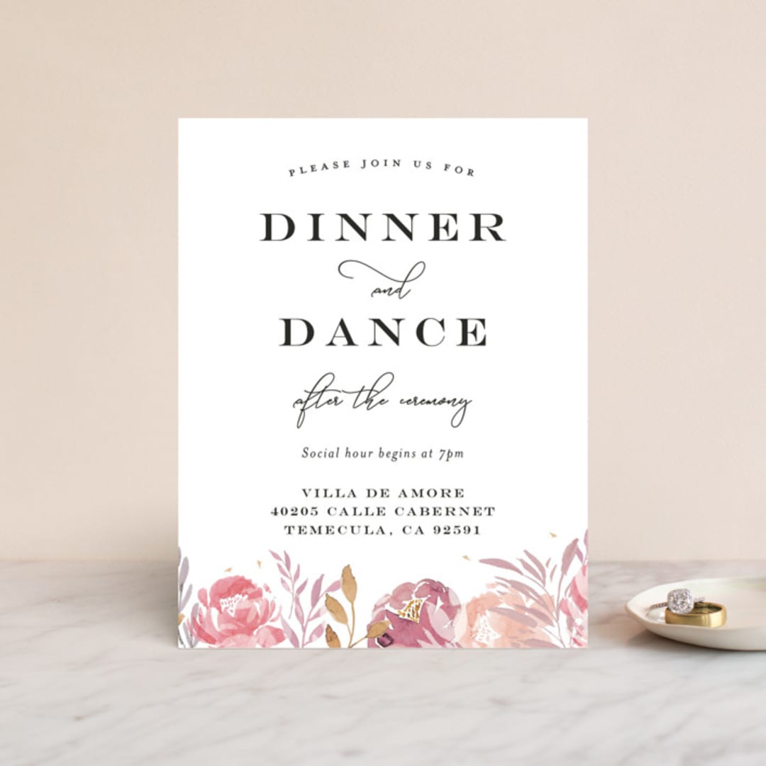 "Grand Bloom" - Reception Cards in Mauve by Bonjour Paper - Front