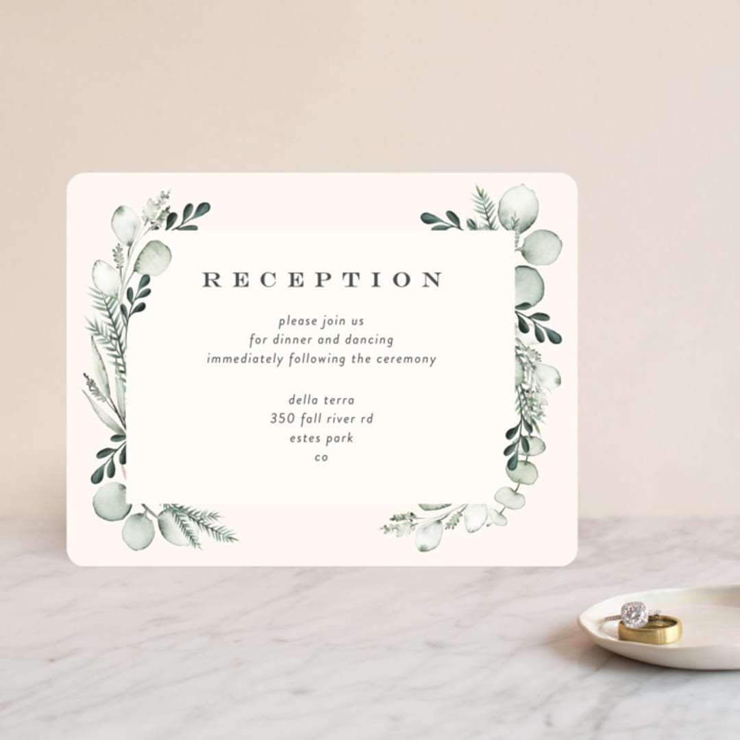 "Gentle Greens" - Reception Cards in Fern by Petra Kern - Front