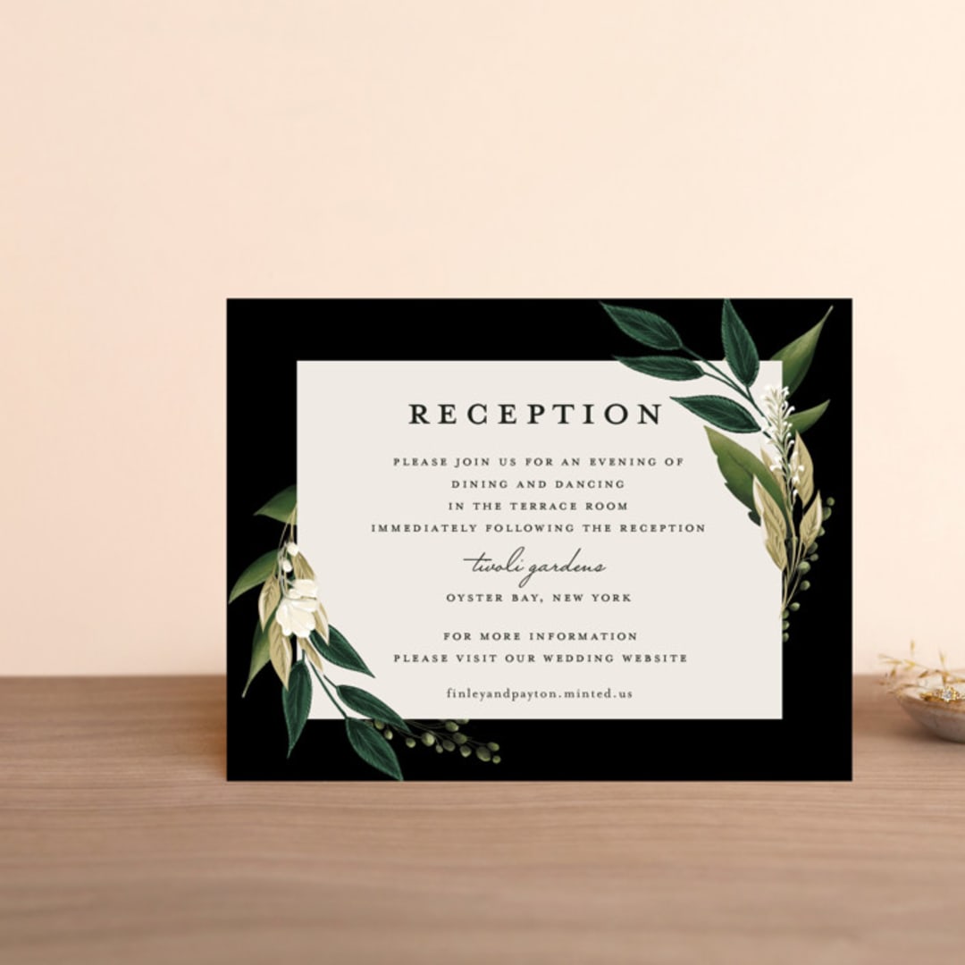 "Botanical Ring" - Reception Cards in Ivory by Susan Moyal - Front