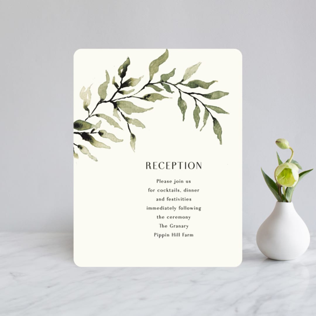 "Rural Romance" - Reception Cards in Leaf by Chris Griffith - Front