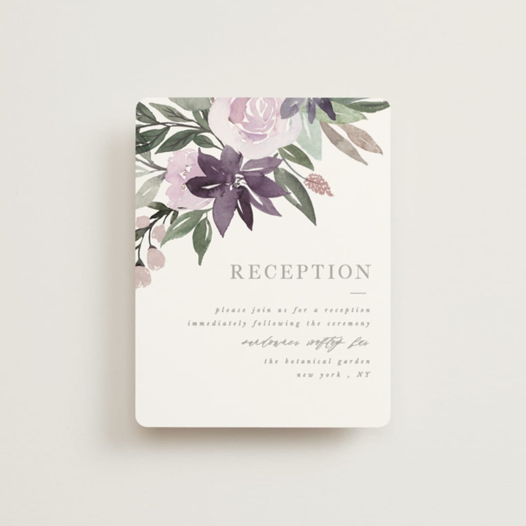 "Garden Stroll" - Reception Cards in Lilac by Creo Study - Front