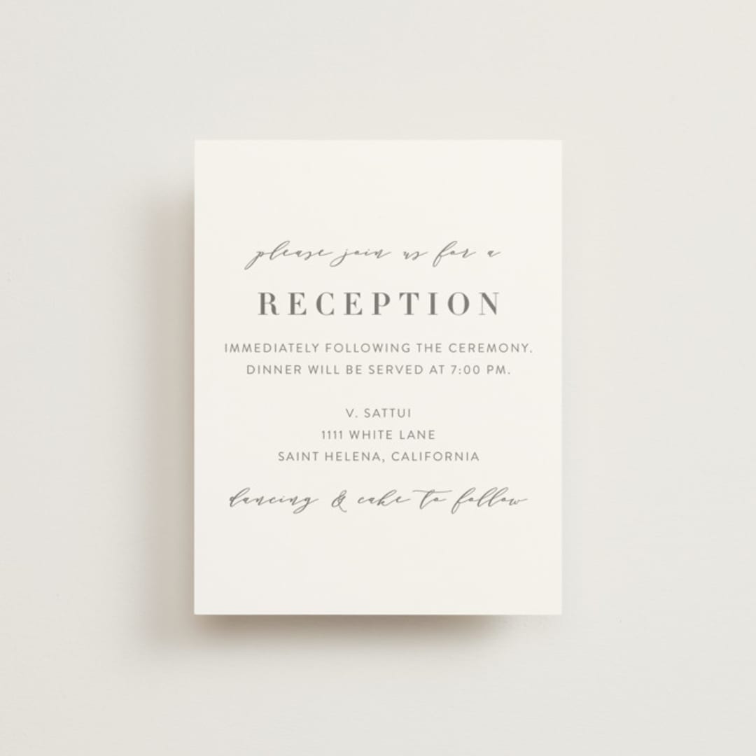 "Simplicity" - Reception Cards in Smoke by Amy Ngo - Front
