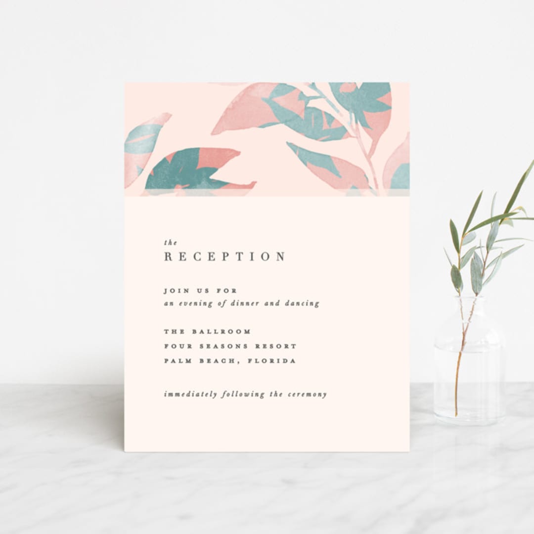 "Boho botanics" - Reception Cards in Coral by Creo Study - Front