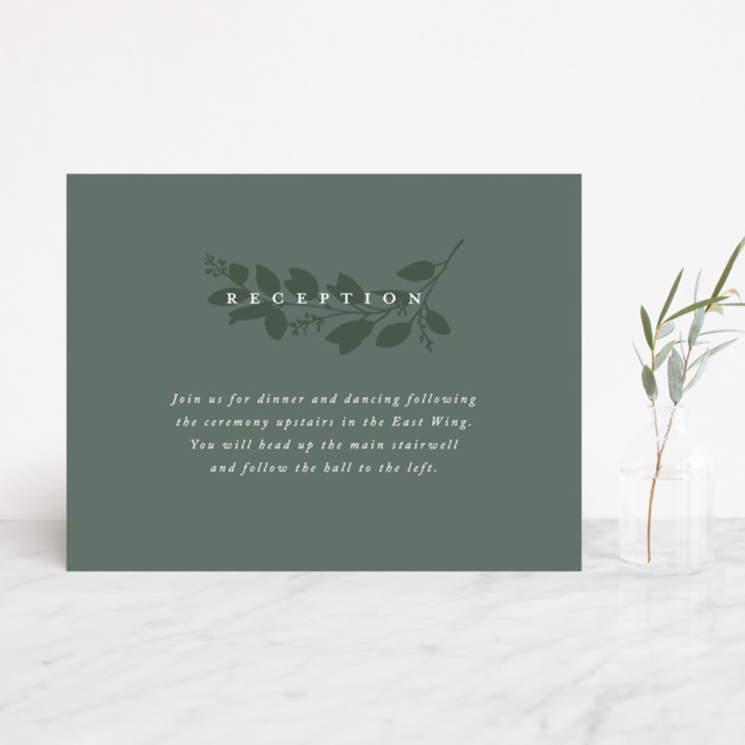 "Falling Branch" - Reception Cards in Eucalyptus by Amy Kross - Front